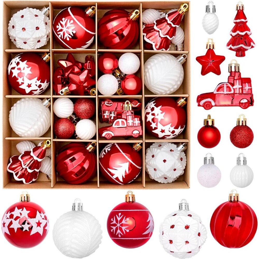 42 Pcs Christmas Ornaments Various Styles of Christmas Ball Holiday